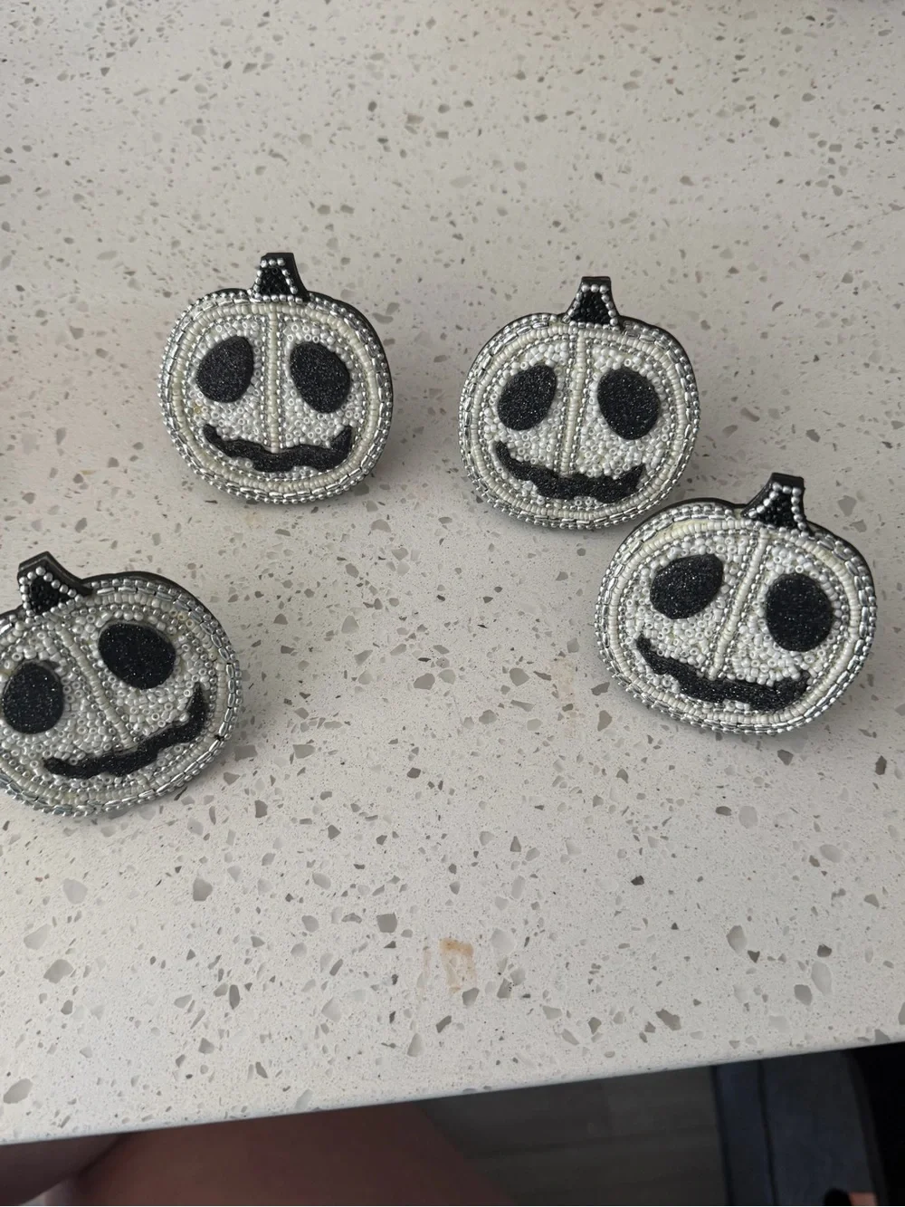 Nicole Miller Fly By Night Pumpkin Face Beaded Napkin Rings Set of 4